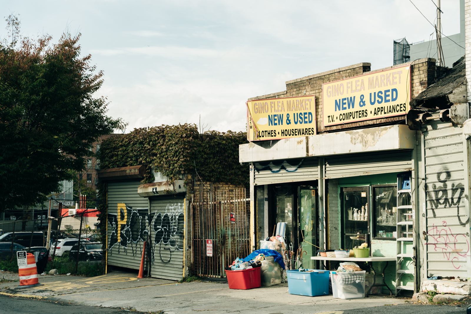 Old shop on the street in bronx usa may 23th 2023