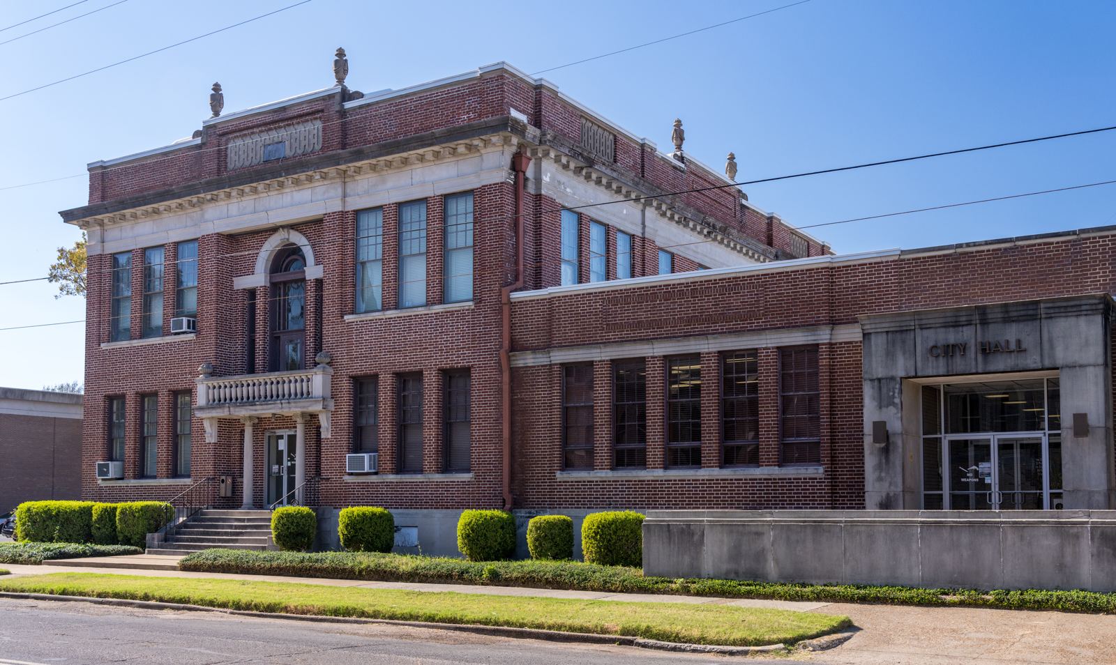 Side view of the city hall in the small town of greenville ms